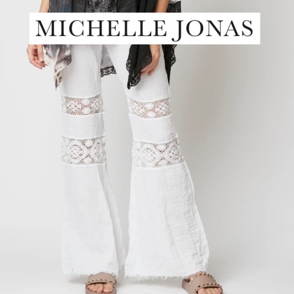 Michelle Jonas White gauze Hippie pant, P,  GD1172 - Picture 1 of 10